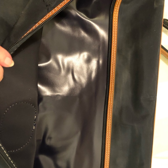 Vintage Royal Cophegan navy with brown trim travel garment hanging bag - Picture 3 of 16